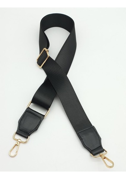 Suni Derili Polyester Kolon 120X4 cm Siyah Light Gold Metalli