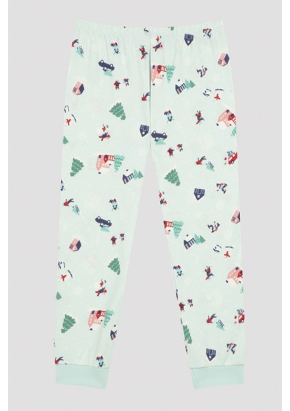 Pastel Mavı Çocuk U. Winter Trip Termal Pijama Takımı modelleri