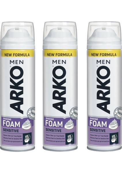 Men Sensitive Hassas Cilt Tıraş Köpüğü 200 Ml 3 Adet