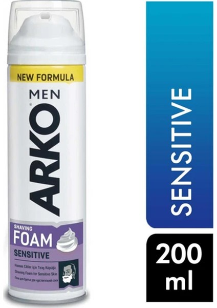Men Sensitive Hassas Cilt Tıraş Köpüğü 200 Ml 3 Adet
