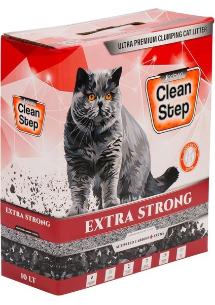 Clean Ekstra Güçlü Aktif Karbonlu Ince Taneli Kedi Kumu 10 Lt