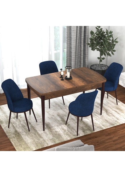 Concept Kor Serisi Barok Ahşap Desen 70X114 Açılabilir Mutfak Masa Takımı, 4 Adet Sandalye