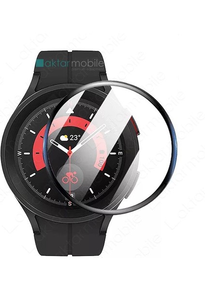 Samsung Galaxy Watch 5 Pro 45 mm Uyumlu Ekran Koruyucu 3D Tam Kapatan Kavisli Ppma Nano Cam Tam Uyum