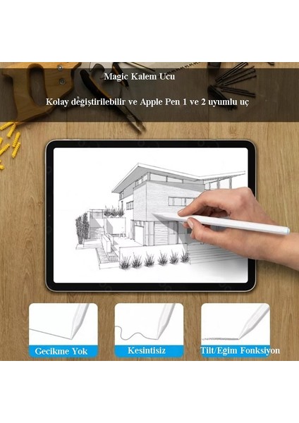 iPad Stylus Dokunmatik Kablosuz Manyetik Şarj Çizim Kalemi Yeni Nesil Eğim Özelliği Kapasitif