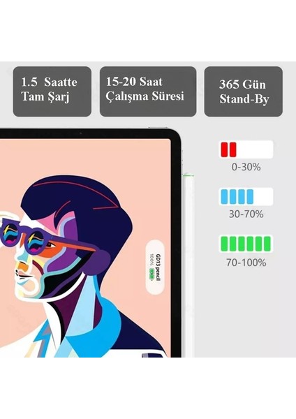 iPad Stylus Dokunmatik Kablosuz Manyetik Şarj Çizim Kalemi Yeni Nesil Eğim Özelliği Kapasitif