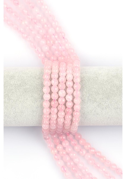 Pembe Kuvars Doğal Taş Dizi 6 mm Küre Kesim
