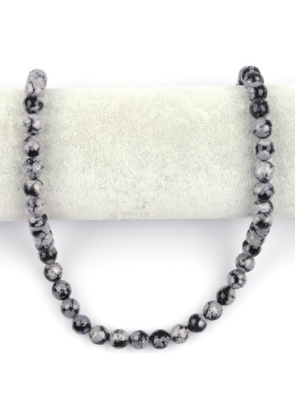 Karlı Obsidyen Doğal Taş Dizi 8 mm Fasetli Küre Kesim fiyatları