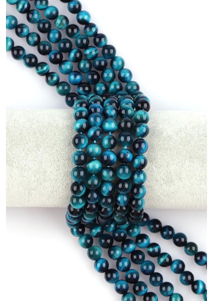 Turkuaz Kaplan Gözü Doğal Taş 8 mm Fasetli Küre Kesim