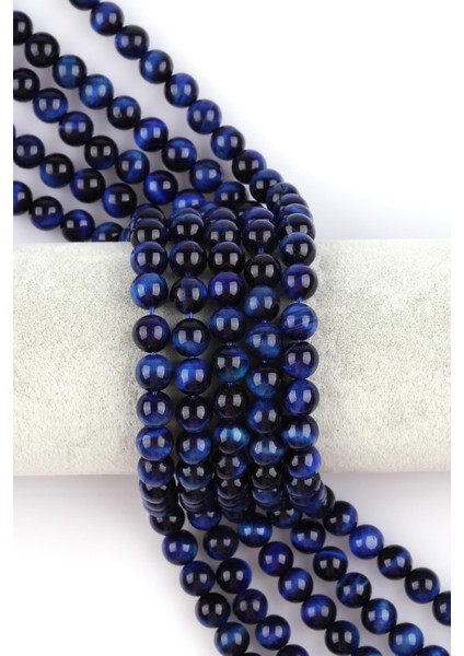 Mavi Kaplan Gözü Doğal Taş Dizi 8 mm Küre Kesim
