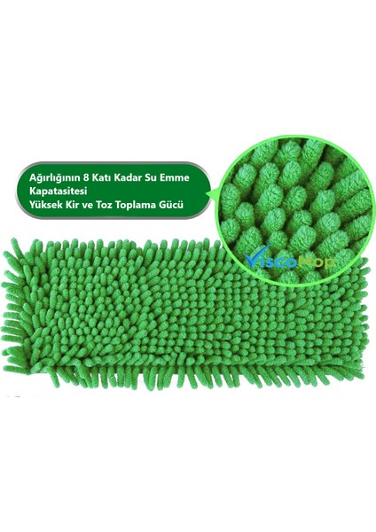 Pratik Süper Emici Toz Toplayıcı Microfiber Şönil Mop Bezi 40 cm