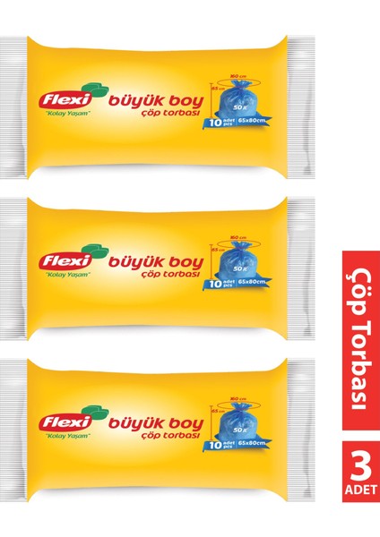 Çöp Torbası Büyük Boy 10'lu 3 Adet