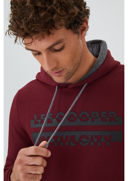 Leecooper Tess Erkek Kapüşonlu Sweatshirt Mürdüm