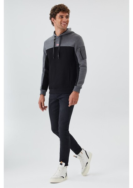 Jaden Erkek Kapüşonlu Sweatshirt Siyah