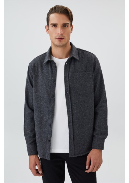 Harold Erkek Dokuma Uzun Kol Gömlek Antrasit modelleri