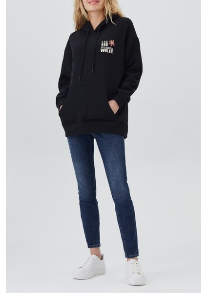 Ella Kadın Kapüşonlu Sweatshirt Siyah