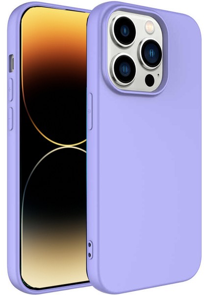 Apple iPhone 14 Pro Kapak Içi Kadife Lansman Lux Silikon Kılıf - Lila