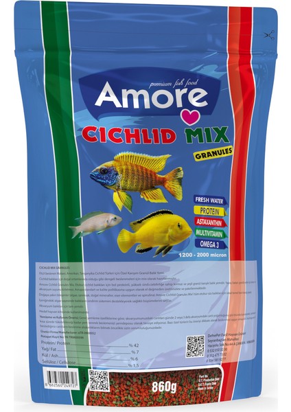 Discus Granulat 3 kg Kova ve Cichlid Mix Granules 860GR Poşet Balık Yemi