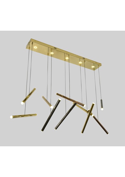 Sarkıt Avize - Yeni Model Ledli Avize - Tasarım Salon Avizesi - Gold 10 Başlıklı LED Avize 100 x 150 cm