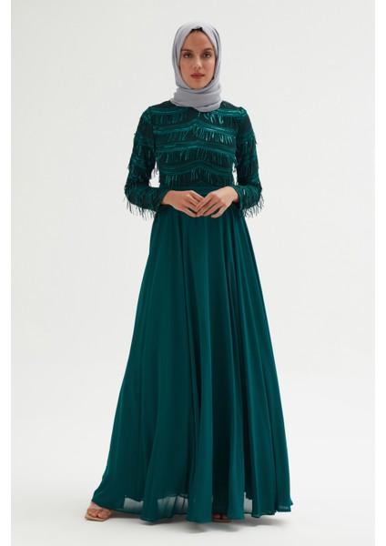 Payetli Abiye Elbise 718-YEŞIL 40 fiyatları