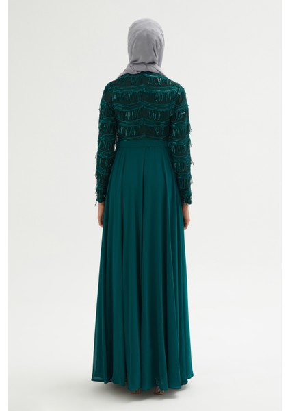 Payetli Abiye Elbise 718-YEŞIL 40 fırsatları