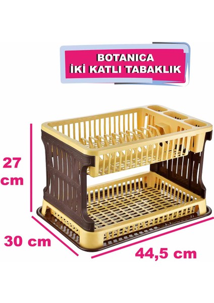 Tuffex Botanica Iki Katlı Set Üstü Kaymaz Bulaşıklık Tabaklık - Kahve