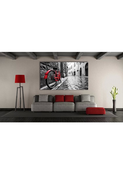 Kırmızı Bsiklet Kanvas Tablo