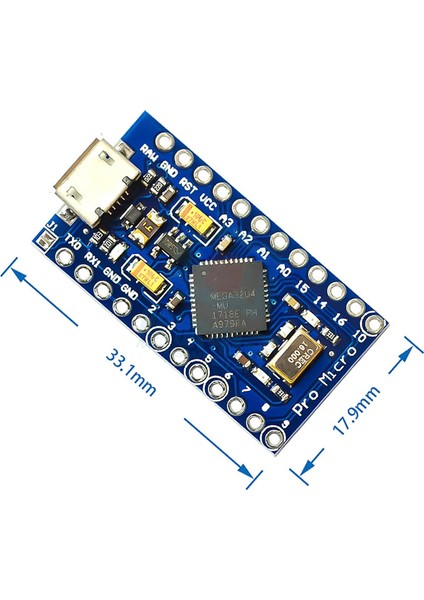 Roba Arduino Pro Micro Atmegau4 Micro USB 5V 16 Mhz Atmel Geliştirme