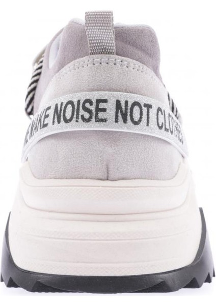 65140-22Y Kadın Mega Kalın Taban Simli Cırtlı Sneakers Ayakkabı