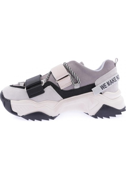 65140-22Y Kadın Mega Kalın Taban Simli Cırtlı Sneakers Ayakkabı fiyatları
