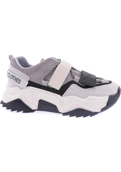 65140-22Y Kadın Mega Kalın Taban Simli Cırtlı Sneakers Ayakkabı fırsatları