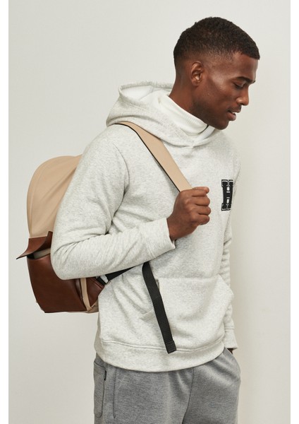 Erkek Gri Melanj Standart Fit Normal Kesim Içi Polarlı Içi Polarlı Kapüşonlu Sweatshirt fiyatları