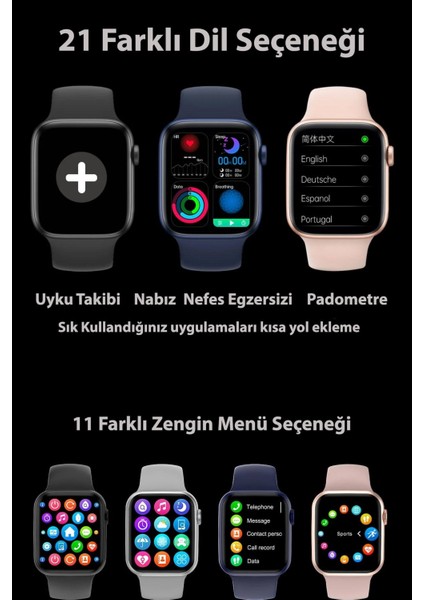 Watch 7 Plus Watch 2023 Yeni Akıllı Saat Siri Bluetooth Çağrı Android Ios