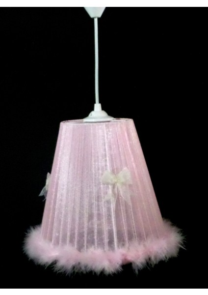 Kız Çocuk Odası Fiyonklu Peluş Tüylü Pembe Avize fiyatları