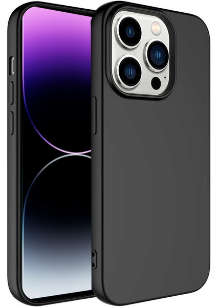 Apple iPhone 14 Pro Max Kapak Içi Kadife Lansman Lux Silikon Kılıf - Siyah
