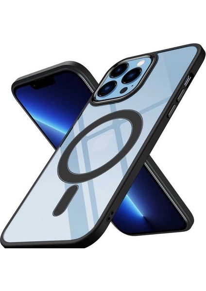 Iphone 13 Pro Max Kamera Korumalı Magsafe Kablosuz Şarj Uyumlu Renkli Şeffaf Kılıf