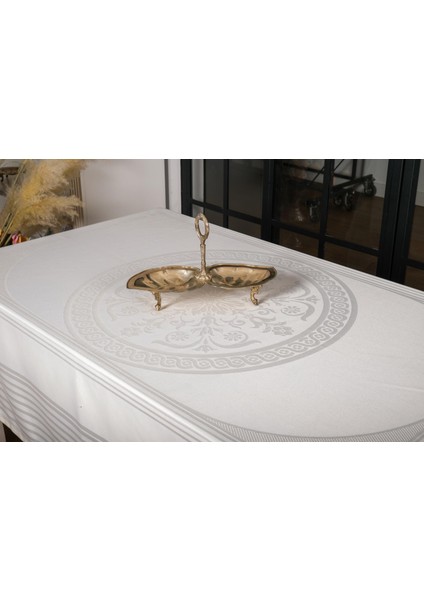 Lida Lüx Jakar Bambu Kumaş Krem Masa Örtüsü 160X320 cm - 1266