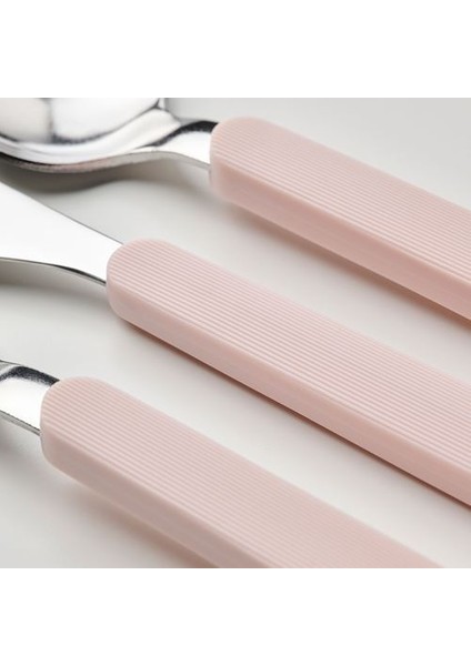 16 Parça Kaşık-Çatal-Bıçak Seti, Pembe Renk Paslanmaz Çelik modelleri