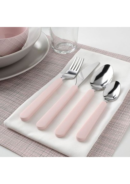 16 Parça Kaşık-Çatal-Bıçak Seti, Pembe Renk Paslanmaz Çelik fırsatları
