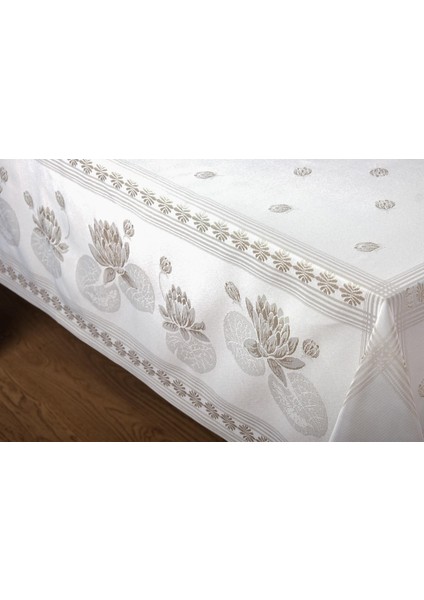 Nilüfer Lüx Jakar Kumaş Taş Rengi Masa Örtüsü 160X320 cm - 1270 modelleri