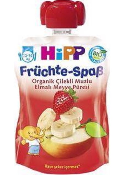 Organik Çilekli Muzlu Elma Püresi 90GR x 6 Adet