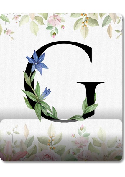 G Harfi - Çiçekli Harf Bilek Destekli Mousepad Model - 1