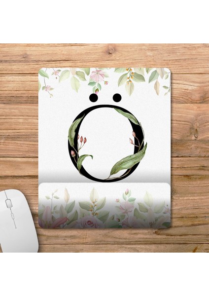Ö Harfi - Çiçekli Harf Bilek Destekli Mousepad Model - 1