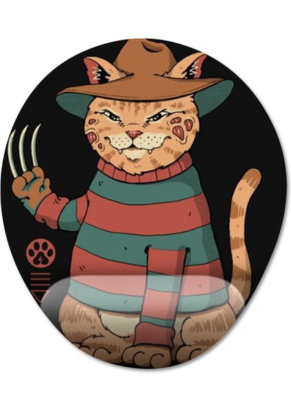 Elm Sokağı Kedisi Freddy Bilek Destekli Mousepad Model - 1 Oval