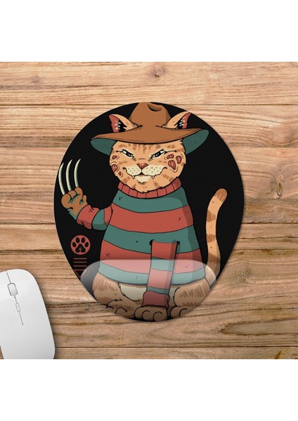 Elm Sokağı Kedisi Freddy Bilek Destekli Mousepad Model - 1 Oval fiyatları