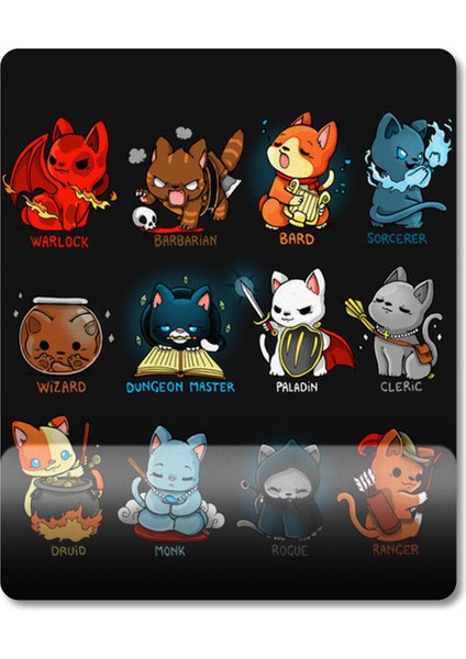Kedi Sınıfları Dnd Frp Rpg Role Playing Bilek Destekli Mousepad Model - 1