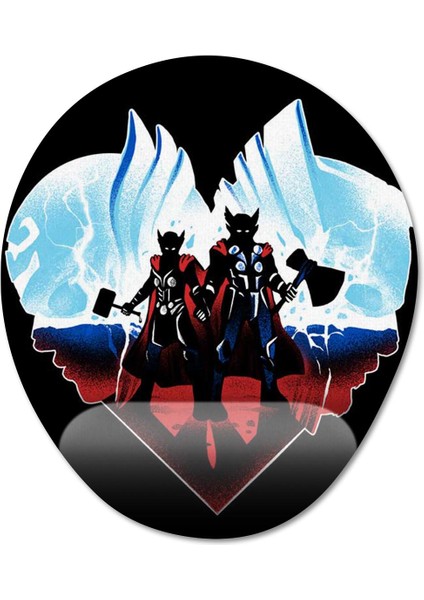 Thor & Lady Thor - Marvel Bilek Destekli Mousepad Model - 1 Oval