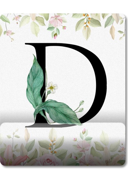 D Harfi - Çiçekli Harf Bilek Destekli Mousepad Model - 1