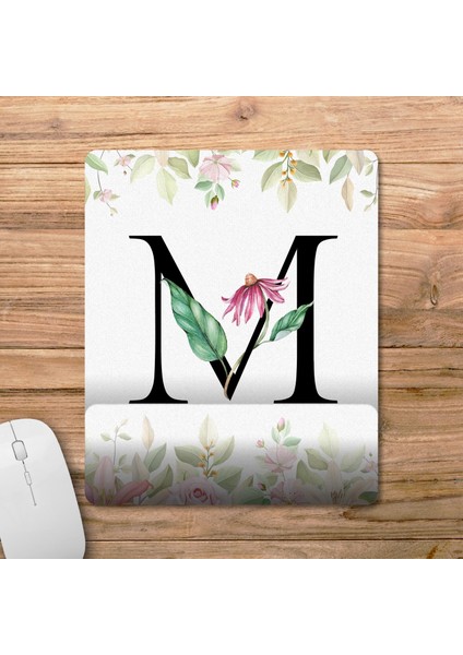 M Harfi - Çiçekli Harf Bilek Destekli Mousepad Model - 1 fiyatları