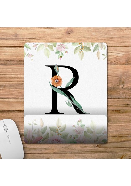 R Harfi - Çiçekli Harf Bilek Destekli Mousepad Model - 1 fiyatları