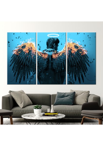 3 Parçalı Kanvas Tablo Melek Adam Kanvas Soyut Sanat Eseri Özet Melek Sanat